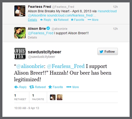 Sawdust City & Fearless Fred Receive Alison Brie’s Blessing For Alison Breer