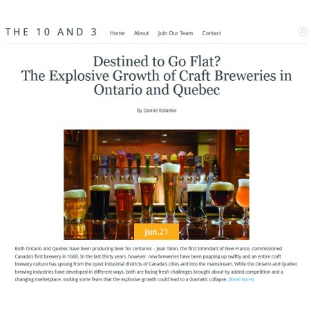 Data Analysis Site The 10 & 3 Investigates Growth of Craft Beer in Ontario & Quebec