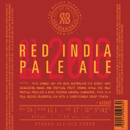 R&B Brewing Mount Pleasant Series Continues with Red IPA