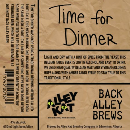 Alley Kat Time For Dinner Table Beer & 5 3/4 Bears Oatmeal Stout Out Next Week
