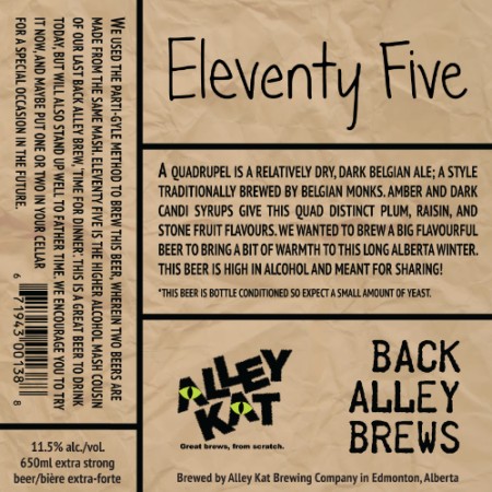 Alley Kat Back Alley Brews Series Continues with Eleventy Five Quadrupel