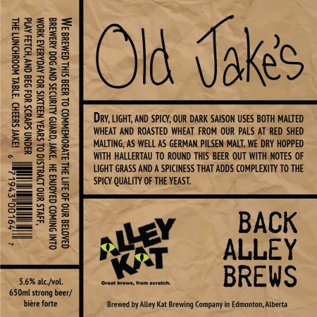 Alley Kat Brewery Back Alley Brews Series Continues with Old Jake’s Dark Saison