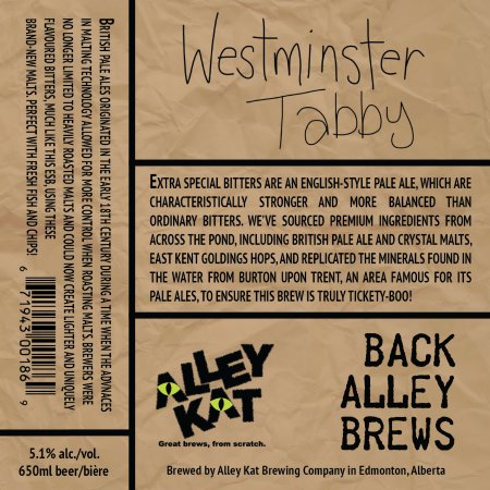 Alley Kat Brewery Back Alley Brews Series Continues with Westminster Tabby ESB