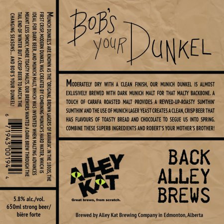 Alley Kat Brewery Back Alley Brews Series Continues with Bob’s Your Dunkel Dark Lager