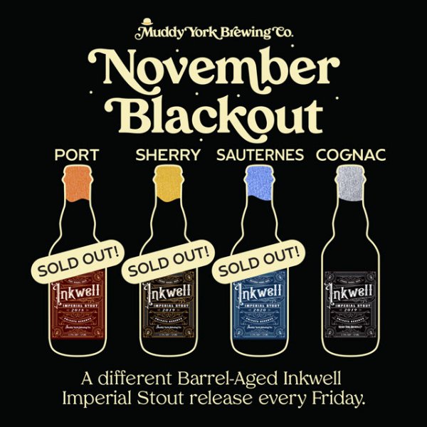 Muddy York Brewing November Blackout Series Continues with Congac Barrel-Aged Inkwell Imperial Stout