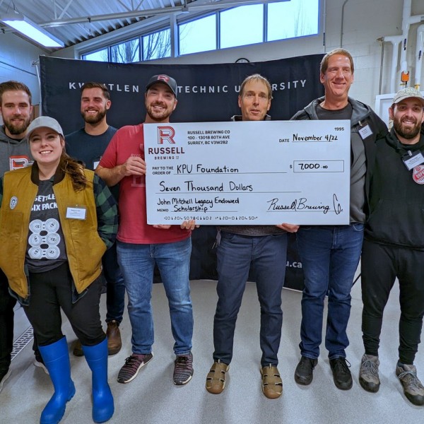 Russell Brewing Donates $7000 to John Mitchell Scholarship at Kwantlen Polytechnic University