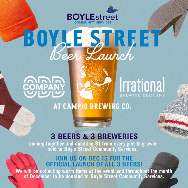 Campio Brewing, Odd Company Brewing & Irrational Brewing Releasing Collaboration for Boyle Street Community Services