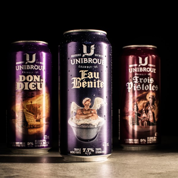 Unibroue Releases Cans of Don de Dieu, Trois Pistoles & Eau Bénite